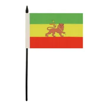 DRAPEAU DE TABLE ETHIOPIE AVEC LION 15x10cm - PETIT DRAPEAUX DE BUREAU ÉTHIOPIEN 10 x 15 cm