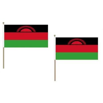 DRAPEAU MALAWI ANCIEN 45x30cm HAMPE en bois - LOT DE 10 DRAPEAUX MALAWITE 30 x 45 cm