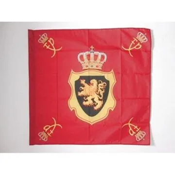 DRAPEAU ETENDARD ROYAL DE BELGIQUE 90x90cm - DRAPEAU ROI BELGE 90 x 90 cm Fourreau pour hampe
