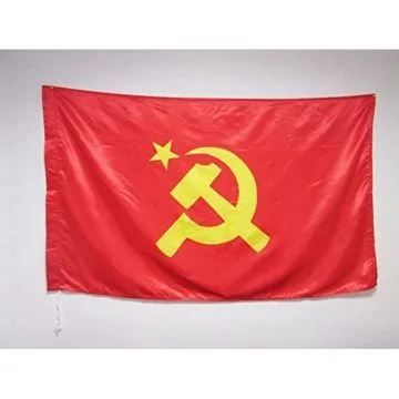 DRAPEAU URSS LOGO CENTRAL 150x90cm en SATIN - DRAPEAU COMMUNISTE - RUSSIE 90 x 150 cm Fourreau pour hampe