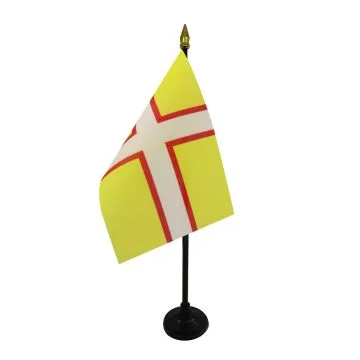 DRAPEAU DE TABLE COMTÉ DE DORSET 15x10cm - PETIT DRAPEAUX DE BUREAU COUNTY OF DORSET - ANGLETERRE 10 x 15 cm pointe dorée
