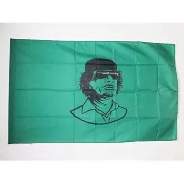 DRAPEAU LIBYE AVEC KHADAFI 150x90cm - DRAPEAU LIBYEN ANCIEN 90 x 150 cm Fourreau pour hampe