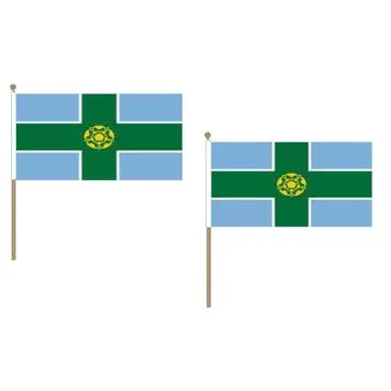 DRAPEAU COMTÍ? DE DERBYSHIRE 45x30cm HAMPE en bois - LOT DE 10 DRAPEAUX COUNTY OF DERBYS. - ANGLETERRE 30 x 45 cm