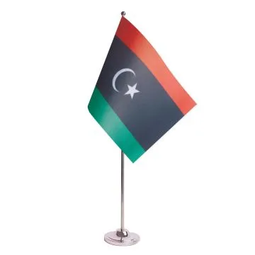 DRAPEAU DE TABLE prestige LIBYE 22x15cm en SATIN - GRAND DRAPEAUX DE BUREAU LIBYEN 15 x 22 cm