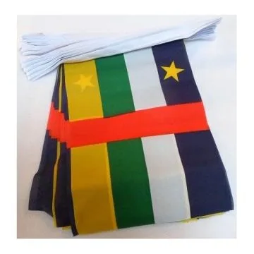 Guirlande 12 mètres 20 Drapeaux Centrafrique 45x30 cm - Drapeau centrafricain 30 x 45 cm