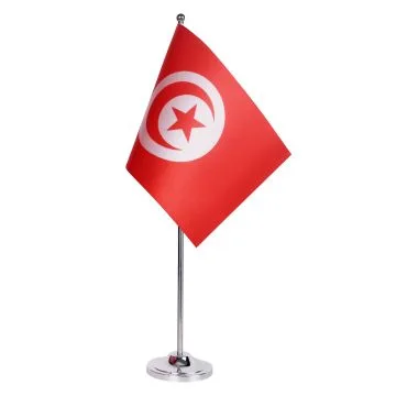 DRAPEAU DE TABLE prestige TUNISIE 22x15cm en SATIN - GRAND DRAPEAUX DE BUREAU TUNISIEN 15 x 22 cm