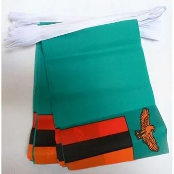 Guirlande 12 mètres 20 Drapeaux Zambie 45x30 cm - Drapeau zambien 30 x 45 cm