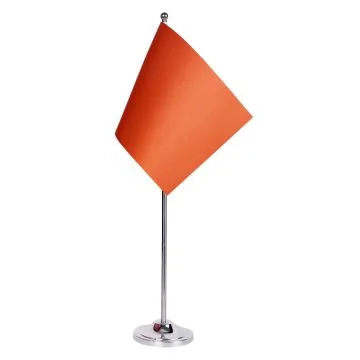 DRAPEAU DE TABLE prestige UNICOLORE ORANGE 22x15cm en SATIN - GRAND DRAPEAUX DE BUREAU DE COULEUR ORANGÉE 15 x 22 cm