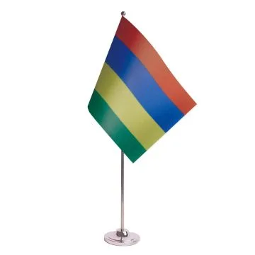 DRAPEAU DE TABLE prestige MAURICE 22x15cm en SATIN - GRAND DRAPEAUX DE BUREAU MAURICIEN 15 x 22 cm