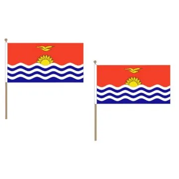 DRAPEAU KIRIBATI 45x30cm HAMPE en bois - LOT DE 10 DRAPEAUX KIRIBATIEN 30 x 45 cm