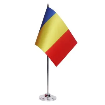 DRAPEAU DE TABLE prestige ROUMANIE 22x15cm en SATIN - GRAND DRAPEAUX DE BUREAU ROUMAIN 15 x 22 cm