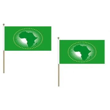 DRAPEAU UNION AFRICAINE 45x30cm HAMPE en bois - LOT DE 10 DRAPEAUX AFRICAIN 30 x 45 cm
