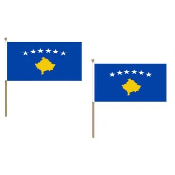 DRAPEAU KOSOVO 45x30cm HAMPE en bois - LOT DE 10 DRAPEAUX KOSOVARD 30 x 45 cm