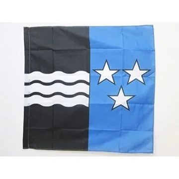 DRAPEAU CANTON D\'ARGOVIE 90x90cm - DRAPEAU AARGAU - AG SUISSE 90 x 90 cm Fourreau pour hampe