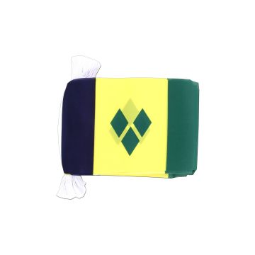 Guirlande 12 mètres 20 Drapeaux Saint Vincent 45x30 cm - Drapeau saint-vincentais 30 x 45 cm