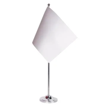 DRAPEAU DE TABLE prestige UNICOLORE BLANC 22x15cm en SATIN - GRAND DRAPEAUX DE BUREAU DE COULEUR BLANCHE 15 x 22 cm