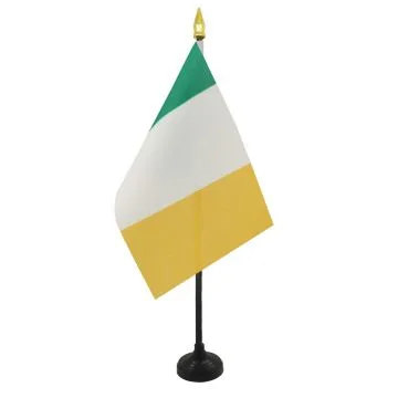 DRAPEAU DE TABLE IRLANDE 15x10cm - PETIT DRAPEAUX DE BUREAU IRLANDAIS 10 x 15 cm pointe dorée