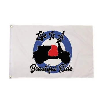 Drapeau Scooter Life Is A Beautiful Ride 150x90cm - Drapeau la vie est une belle balade 90 x 150 cm - Drapeaux