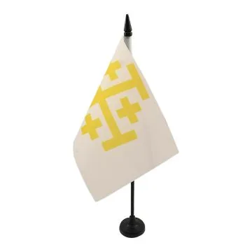 DRAPEAU DE TABLE ROYAUME DE JÉRUSALEM 21x14cm - PETIT DRAPEAUX DE BUREAU ROYAUME CHRÉTIEN 14 x 21 cm