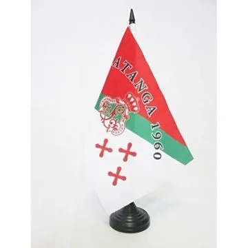 DRAPEAU DE TABLE KATANGA 1960 21x14cm - PETIT DRAPEAUX DE BUREAU Í?TAT DU KATANGA 14 x 21 cm