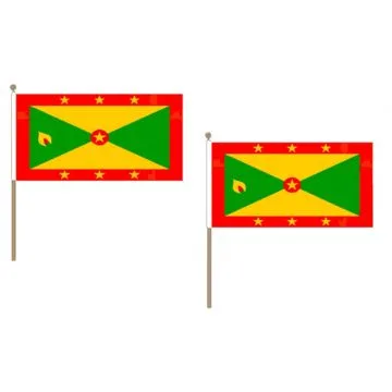 DRAPEAU GRENADE 45x30cm HAMPE en bois - LOT DE 10 DRAPEAUX GRENADIN 30 x 45 cm