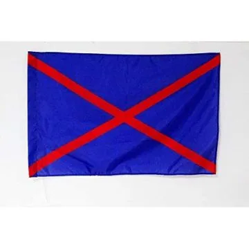 Drapeau de karting bleu avec deux diagonales rouges 90x60cm - Drapeau de commissaire 60 x 90 cm Fourreau pour hampe