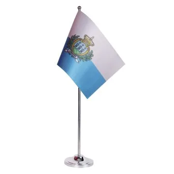 DRAPEAU DE TABLE prestige SAINT MARIN 22x15cm en SATIN - GRAND DRAPEAUX DE BUREAU SAINT-MARINAIS 15 x 22 cm