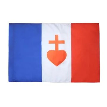 DRAPEAU FRANCE SACRÉ C?UR DE JÉSUS 90x60cm - DRAPEAU FRANÇAIS CATHOLIQUE 60 x 90 cm Fourreau pour hampe