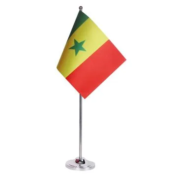 DRAPEAU DE TABLE prestige SÉNÉGAL 22x15cm en SATIN - GRAND DRAPEAUX DE BUREAU SÉNÉGALAIS 15 x 22 cm