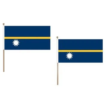 DRAPEAU NAURU 45x30cm HAMPE en bois - LOT DE 10 DRAPEAUX NAURUAN 30 x 45 cm