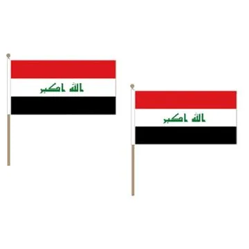 DRAPEAU IRAN 45x30cm HAMPE en bois - LOT DE 10 DRAPEAUX IRANIEN 30 x 45 cm