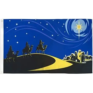 Drapeau Bethlehem avec rois mages 150x90cm - Drapeau de Jesus 90 x 150 cm - Drapeaux