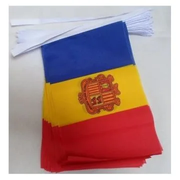 Guirlande 12 mètres 20 Drapeaux Andorre 45x30 cm - Drapeau andorran 30 x 45 cm