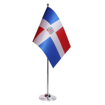 DRAPEAU DE TABLE prestige RÉPUBLIQUE DOMINICAINE 22x15cm en SATIN - GRAND DRAPEAUX DE BUREAU DOMINICAIN 15 x 22 cm