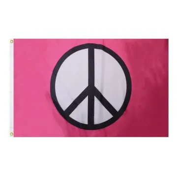 Pink Peace Symbol Flag 2' x 3' 100D polyester grommets
