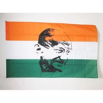 DRAPEAU INDE AVEC GHANDI 90x60cm - DRAPEAU INDIEN 60 x 90 cm Fourreau pour hampe