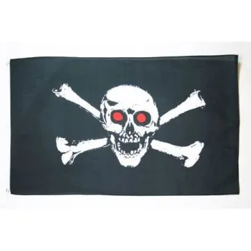 DRAPEAU PIRATE YEUX ROUGES 150x90cm - DRAPEAU CORSAIRE 90 x 150 cm - DRAPEAUX