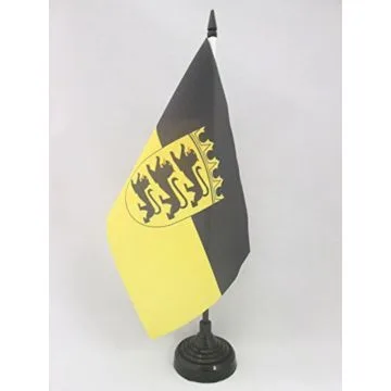 DRAPEAU DE TABLE BADE-WURTEMBERG 21x14cm - PETIT DRAPEAUX DE BUREAU BADEN-WÜRTTEMBERG - LAND ALLEMAGNE 14 x 21 cm