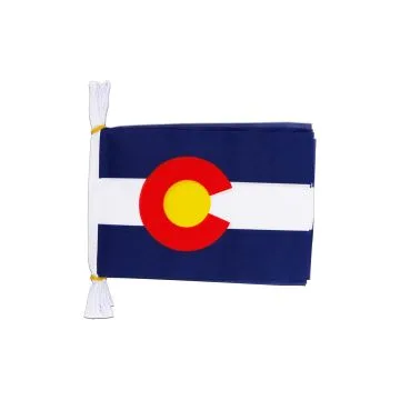 Guirlande 6 mètres 20 Drapeaux Colorado 21x15 cm - Drapeau de l\'état américain du Colorado 15 x 21 cm
