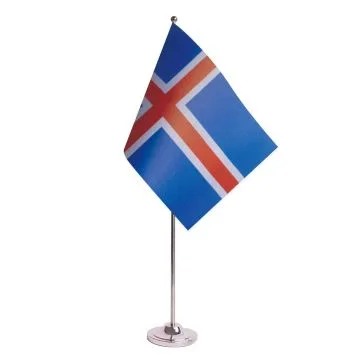 DRAPEAU DE TABLE prestige ISLANDE 22x15cm en SATIN - GRAND DRAPEAUX DE BUREAU ISLANDAIS 15 x 22 cm
