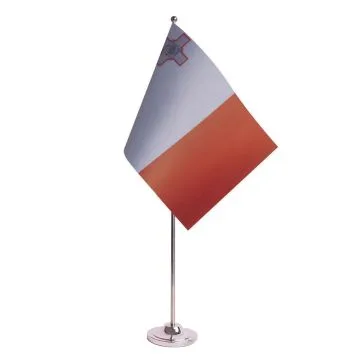 DRAPEAU DE TABLE prestige MALTE 22x15cm en SATIN - GRAND DRAPEAUX DE BUREAU MALTAIS 15 x 22 cm