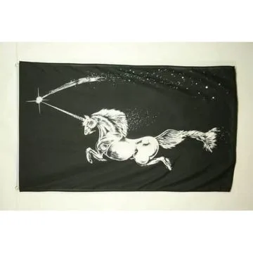 DRAPEAU LICORNE NOIRE 150x90cm - DRAPEAU LICORNE 90 x 150 cm - DRAPEAUX