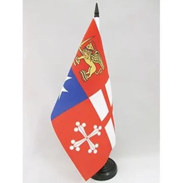 DRAPEAU DE TABLE ITALIE 4 RÉPUBLIQUES MARITIMES 21x14cm - PETIT DRAPEAUX DE BUREAU NAVAL ITALIEN 14 x 21 cm