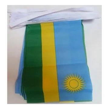 Guirlande 12 mètres 20 Drapeaux Rwanda 45x30 cm - Drapeau rwandais 30 x 45 cm