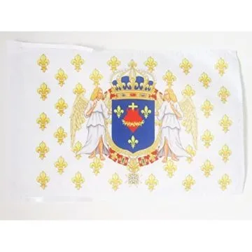 DRAPEAU ROYAUME DE FRANCE ANGES SACRÉ C?UR 45x30cm - PAVILLON ROYALISTE PAVILLON DU ROI ANCIEN RÉGIME JÉSUS 30 x 45 cm haute qualité