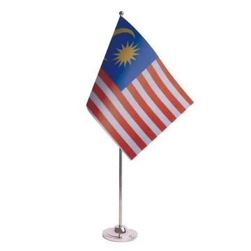 DRAPEAU DE TABLE prestige MALAISIE 22x15cm en SATIN - GRAND DRAPEAUX DE BUREAU MALAISIEN 15 x 22 cm
