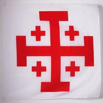 DRAPEAU CROIX ORDRE DU SAINT-SÍ?PULCRE DE JÍ?RUSALEM 90x90cm - DRAPEAU CHRÍ?TIEN 90 x 90 cm Fourreau pour hampe