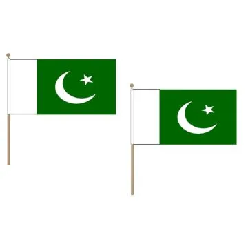 DRAPEAU PAKISTAN 45x30cm HAMPE en bois - LOT DE 10 DRAPEAUX PAKISTANAIS 30 x 45 cm