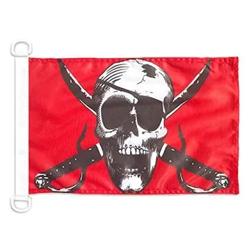 Pavillon nautique Crimson Pirate 45x30 cm Anneaux Plastiques