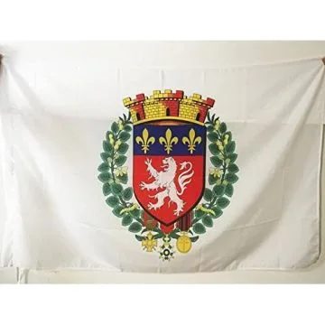 DRAPEAU VILLE DE LYON 150x90cm - DRAPEAU LYONNAIS 90 x 150 cm Fourreau pour hampe
